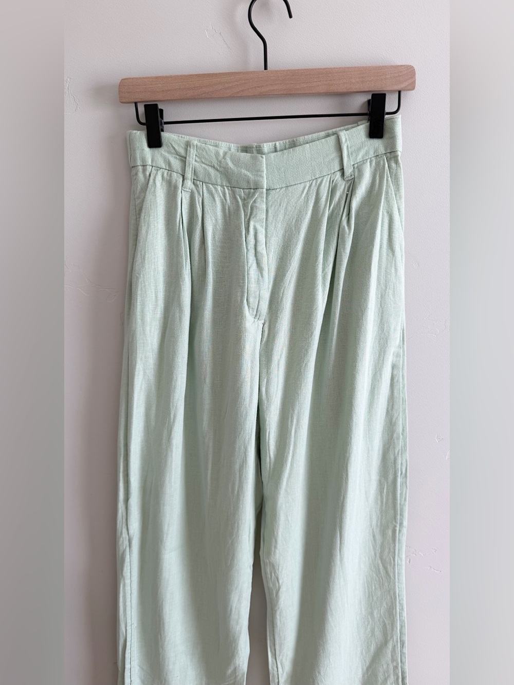 Abercrombie Tailored Wide Leg Trouser Pant in Green - Picture 2 of 7